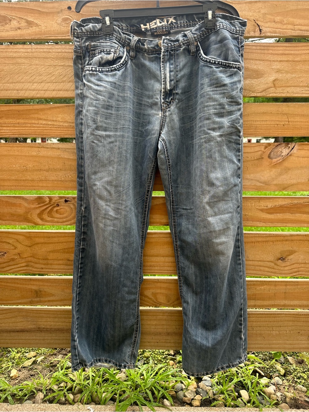 Helix Men’s Washed Gray Straight Jeans